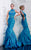 MNM Couture - 8313W Sheer Halter Pleated Evening Gown In Blue