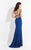 Rachel Allan  - 6058 Bedazzled V-neck Sheath Dress in Blue