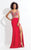 Rachel Allan  - 6058 Bedazzled V-neck Sheath Dress in Red