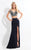 Rachel Allan  - 6058 Bedazzled V-neck Sheath Dress in Black