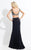 Rachel Allan  - 6058 Bedazzled V-neck Sheath Dress in Black