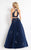 Rachel Allan  - 6069 Lace Halter A-line Dress in Blue
