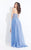 Rachel Allan  - 6072 Strapless Floral Beaded Romper with Overlay in Blue