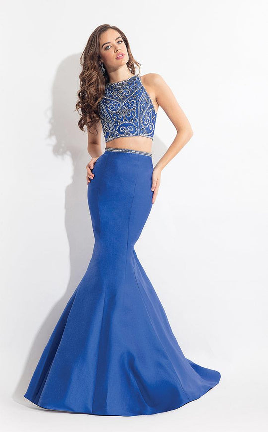 Rachel Allan  - 6079 Embellished Jewel Mermaid Dress in Blue