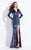Rachel Allan  - 6082 Sequined V-neck Sheath Dress in Black and Multi-Color