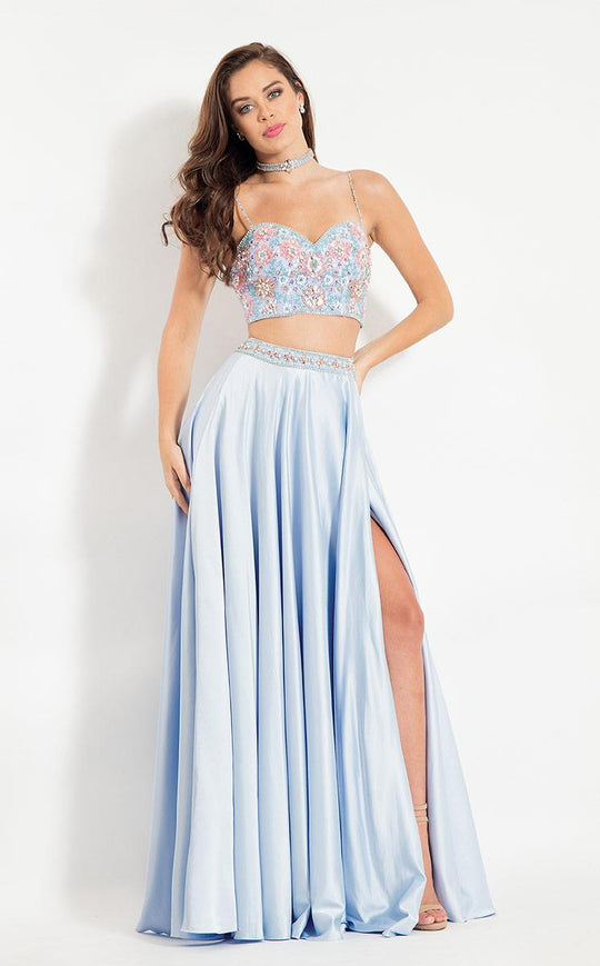 Rachel Allan  - 6083 Beaded Sweetheart A-line Dress in Blue
