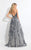 Rachel Allan  - 6092 Ruffled V-neck A-line Dress in Gray