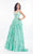 Rachel Allan  - 6092 Ruffled V-neck A-line Dress in Green