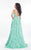 Rachel Allan  - 6092 Ruffled V-neck A-line Dress in Green