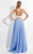 Rachel Allan  - 6112 Lace Halter A-line Dress in White and Blue