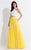 Rachel Allan  - 6112 Lace Halter A-line Dress in White and Yellow