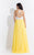 Rachel Allan  - 6112 Lace Halter A-line Dress in White and Yellow