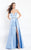 Rachel Allan  - 6115 Plunging Sweetheart Appliqued Overlay Gown in Blue