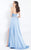 Rachel Allan  - 6115 Plunging Sweetheart Appliqued Overlay Gown in Blue