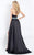 Rachel Allan  - 6115 Plunging Sweetheart Appliqued Overlay Gown in Black