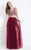 Rachel Allan  - 6118 Beaded Deep V-neck A-line Dress in Red