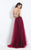 Rachel Allan  - 6118 Beaded Deep V-neck A-line Dress in Red