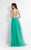Rachel Allan  - 6118 Beaded Deep V-neck A-line Dress in Green