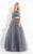 Rachel Allan  - 6120 Embellished Halter Ballgown in Gray
