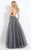 Rachel Allan  - 6120 Embellished Halter Ballgown in Gray