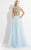 Rachel Allan  - 6151 Floral Embroidered Two Piece Halter Gown in Blue