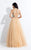Rachel Allan  - 6155 Two Piece Floral Halter Ballgown in Neutral and Blue