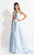 Rachel Allan  - 6166 Floral Mermaid Gown with A-Line Overlay in Blue