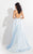 Rachel Allan  - 6166 Floral Mermaid Gown with A-Line Overlay in Blue