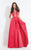 Rachel Allan  - 6166 Floral Mermaid Gown with A-Line Overlay in Red