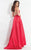 Rachel Allan  - 6166 Floral Mermaid Gown with A-Line Overlay in Red