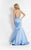 Rachel Allan  - 6170 Illusion Halter Mermaid Dress in Blue