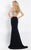 Rachel Allan  - 6171 Embellished Deep V-neck Sheath Dress in Black