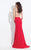 Rachel Allan  - 6171 Embellished Deep V-neck Sheath Dress in Red