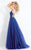 Rachel Allan  - 6172 Floral Lace Applique Halter Gown in Blue