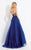 Rachel Allan  - 6172 Floral Lace Applique Halter Gown in Blue