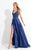 Rachel Allan  - 6180 Beaded Sweetheart Satin Gown in Blue