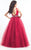 Rachel Allan  - 6189 Crystal Beaded Fitted Tulle Ballgown in Red