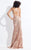 Rachel Allan  - 6190 Plunging Halter Sequined Jersey Gown in Pink and Gold
