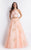 Rachel Allan  - 6214 Beaded Lace Appliques Halter Gown in Pink