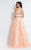 Rachel Allan  - 6214 Beaded Lace Appliques Halter Gown in Pink