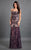 Rachel Allan Couture - 8329 Sequined Sheath Dress with Skirt Overlay in Purple