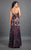 Rachel Allan Couture - 8329 Sequined Sheath Dress with Skirt Overlay in Purple