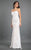 Rachel Allan Couture - 8329 Sequined Sheath Dress with Skirt Overlay in White