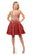 Poly USA - 8330 Gold Embellished Plunging V-neck A-line Dress