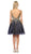 Poly USA - 8330 Gold Embellished Plunging V-neck A-line Dress