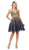 Poly USA - 8330 Gold Embellished Plunging V-neck A-line Dress