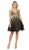 Poly USA - 8330 Gold Embellished Plunging V-neck A-line Dress