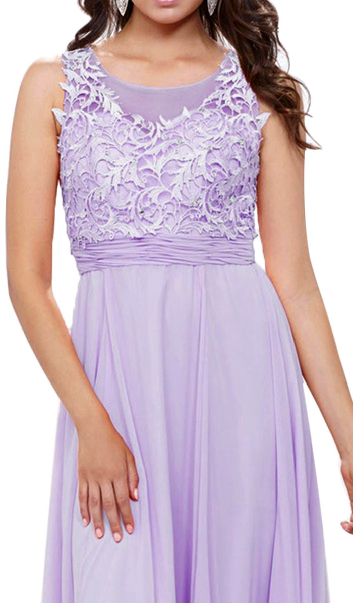 Illusion Applique Ornate Gown