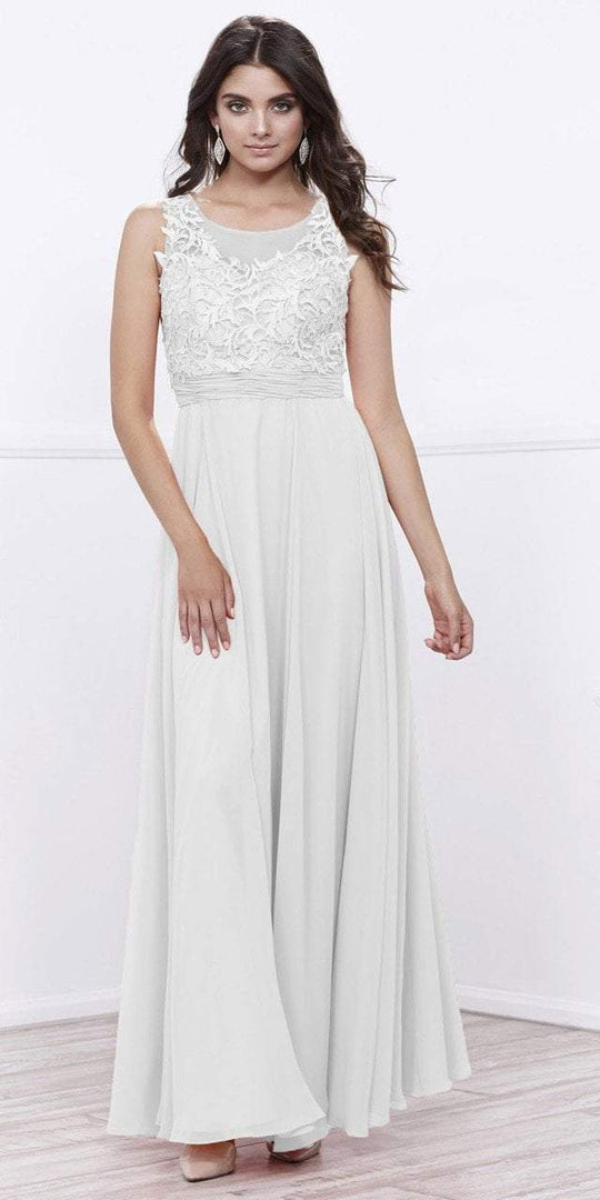 Nox Anabel - Sheer Appliques Chiffon Evening Dress in White