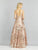 Dave & Johnny - A8342 Illusion Plunging V Neck Embellished A-Line Gown In Pink and Gold